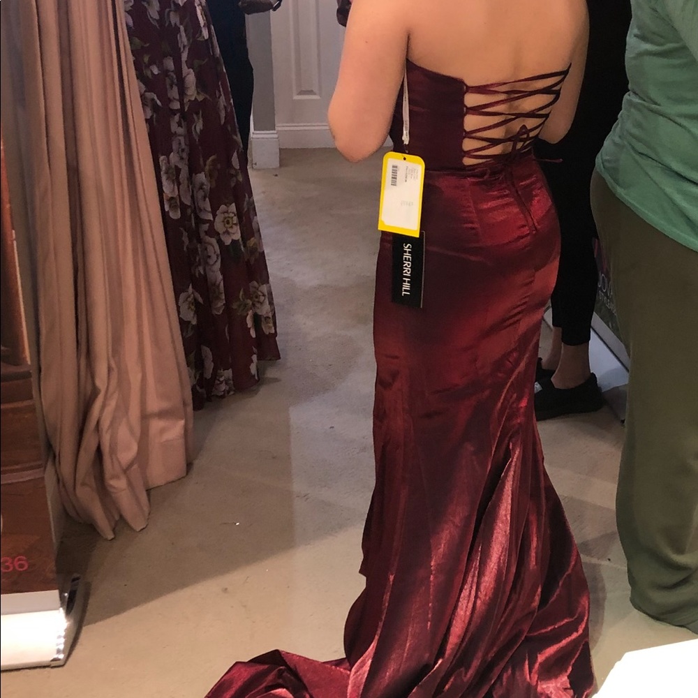Sale! Prom Dress on Sale!! Wine Red Sherri Hill - Picture 4 of 13